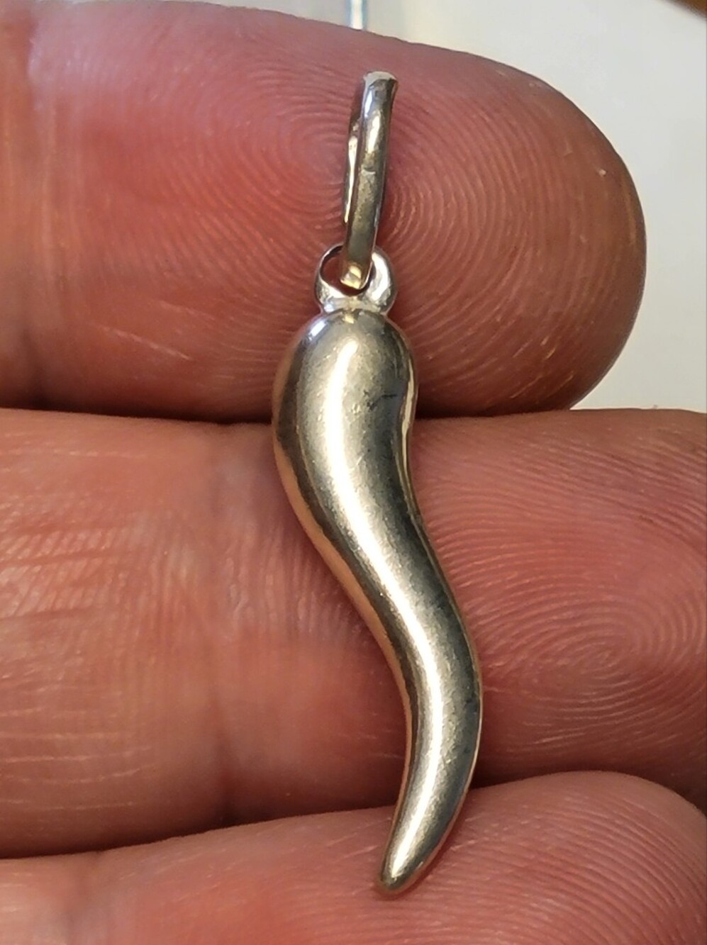 925 Sterling Silver Vintage Italian Horn Cornicello Charm Pendant